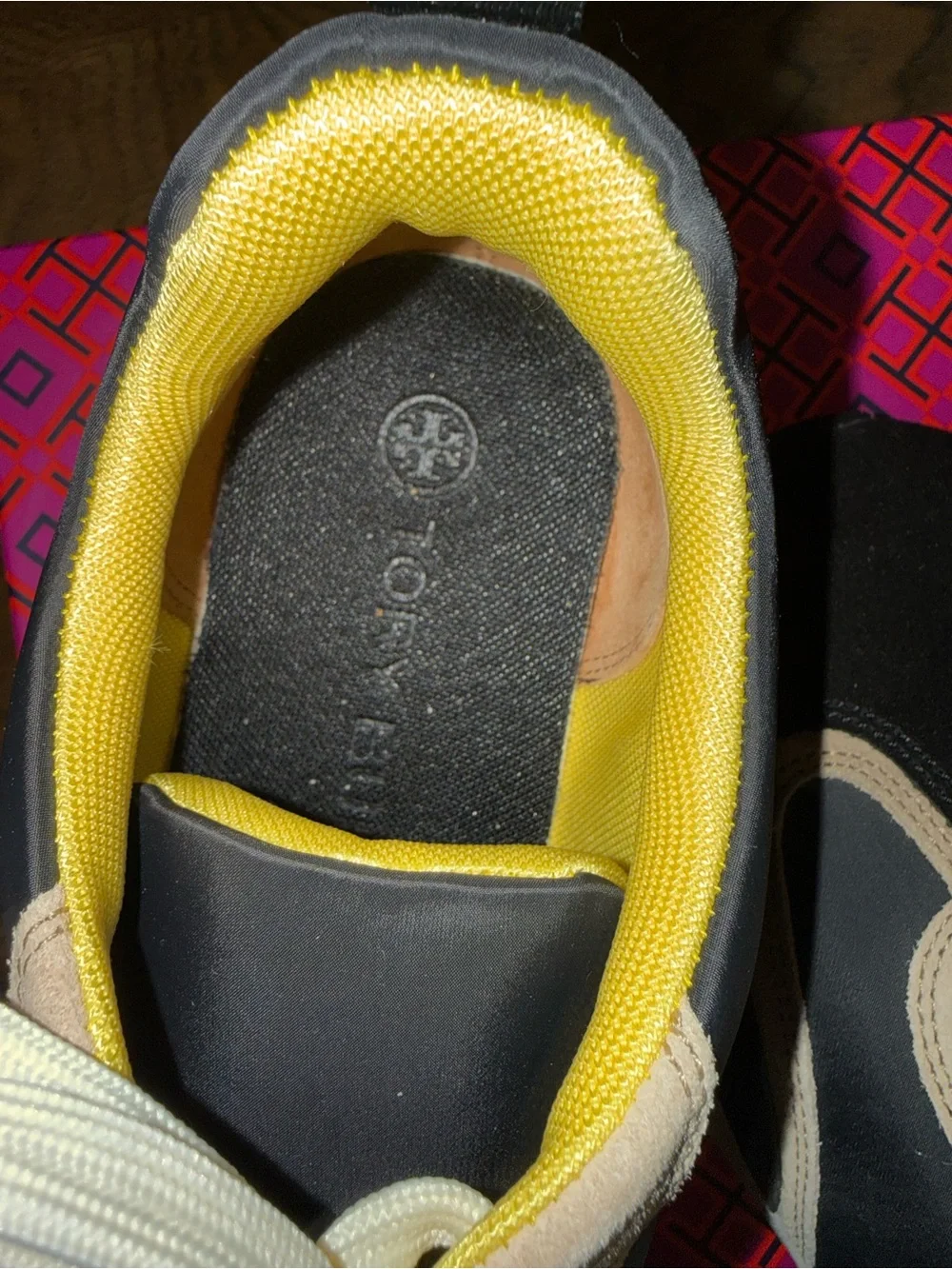 Tory Burch Black Sneakers with Yellow Lining